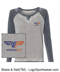 Women Fly- J. America Fleece Ragland Crewneck Sweatshirt Design Zoom